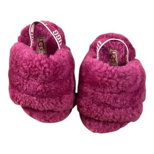 UGG Kids Pink Fluffy Slippers